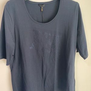 Escada TShirt, Navy with Bling E